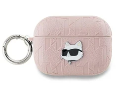 Karl Lagerfeld Monogram Choupette galvos dėklas, skirtas AirPods Pro 2 - rožinis