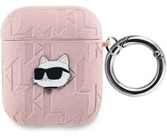 Karl Lagerfeld Monogram Choupette Head dėklas, skirtas AirPods 1 / 2 - rožinis