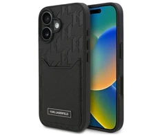 Karl Lagerfeld KLHCP16SPGKHPRPK Apple iPhone 16 6.1″ juodos spalvos kietas dėklas Cardslots Monogram