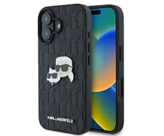 Karl Lagerfeld KLHCP16SPGKLKCPK Apple iPhone 16 6.1″ juodos spalvos kietas dėklas Monogram Karl&Chaoupette Head Pi