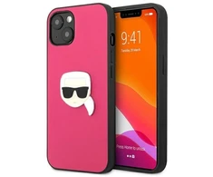 Dėklas Karl Lagerfeld HARDCASE KLHCP13SPKMP 13 MINI LEATHER IKONIK KARL'S HEAD METAL Rožinis