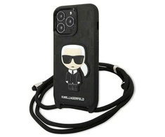 Karl Lagerfeld KLHCP13LCMNIPK Apple iPhone 13 Pro / 13 6,1″ kietas dėklas juodos spalvos Leather Monogram Patch an