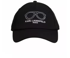 Karl Lagerfeld Paris kepuraitė su dirželiu galinėje dalyje, akiniai Juoda - L5WH7946 blk