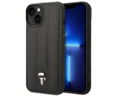 Karl Lagerfeld KLHCP14SPSQPK Apple iPhone 14/ 15 / 13 6,1″ kietas dėklas juodos spalvos Puffy Ikonik Pin