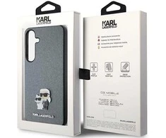Karl Lagerfeld S24 S921 deklas pilka/pilka Saffiano Karl &amp; Choupette Metalinis smeigtukas