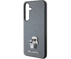 Karl Lagerfeld S24 S921 deklas pilka/pilka Saffiano Karl &amp; Choupette Metalinis smeigtukas