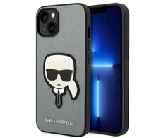 „Karl Lagerfeld Saffiano Karl's Head Patch“ dėklas, skirtas „iPhone 14“ - sidabrinis
