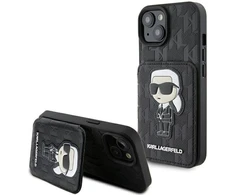 Karl Lagerfeld KLHCP15SSAKKNSCK Apple iPhone 15 / 14 / 13 6.1″ juodos spalvos kietas dėklas Saffiano Cardslots and