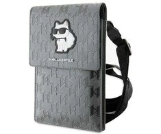 Dėklas Karl Lagerfeld Saffiano Monogram Choupette rankinė - sidabrinė