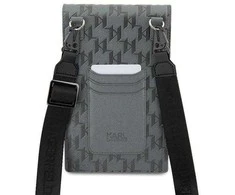 Dėklas Karl Lagerfeld Saffiano Monogram Choupette rankinė - sidabrinė