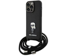 Karl Lagerfeld KLHCP15XSASKNPSK Apple iPhone 15 Pro Max 6.7″ kietas dėklas juodos spalvos Crossbody Saffiano Monog