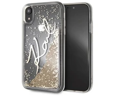 Karl Lagerfeld Signature Liquid Glitter dėklas iPhone XR – aukso spalvos