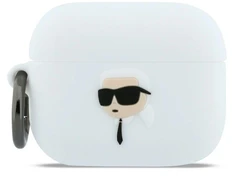 Karl Lagerfeld silikoninis 3D dėklas Karl Head skirtas AirPods Pro 3 - Baltas