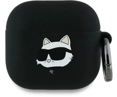 Karl Lagerfeld Silikoninis 3D dėklas su Choupette galva, skirtas AirPods 4 – Juodas