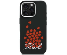 Karl Lagerfeld silikoninis širdelės formos „MagSafe“ dėklas, skirtas iPhone 16 Pro - Juodas