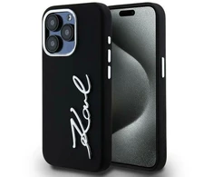 Dėklas Karl Lagerfeld Silicone Metal Script Logo iPhone 15 Pro Max Case - Juodas