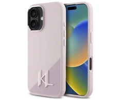 Karl Lagerfeld KLHMP16SSCMKMPCP Apple iPhone 16 6.1″ rožinės spalvos kietas dėklas Silicone Shadow Metal Initial