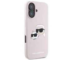 Karl Lagerfeld KLHMP16SSKCHPPLP Apple iPhone 16 6.1″ rožinės spalvos kietas dėklas Silicone Double Heads Print MagSa