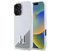 Karl Lagerfeld KLHMP16SSCMKMPCH Apple iPhone 16 6,1″ baltos spalvos kietas dėklas Silicone Initial Metal Logo Ma
