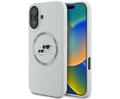 Karl Lagerfeld silikoninis dvipusis MagSafe dėklas iPhone 16, smėlio