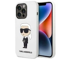 Karl Lagerfeld silikoninis Iconic dėklas iPhone 14 Pro Max - baltas
