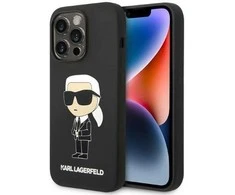 Karl Lagerfeld silikoninis Ikonik MagSafe dėklas iPhone 14 Pro - juodas