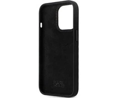 Karl Lagerfeld silikoninis Ikonik Metal Pin dėklas iPhone 13 Pro / iPhone 13 - juodas