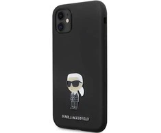 Karl Lagerfeld silikoninis Ikonik Metal Pin dėklas iPhone 11 / Xr - juodas