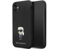 Karl Lagerfeld silikoninis Ikonik Metal Pin dėklas iPhone 11 / Xr - juodas