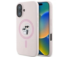 Karl Lagerfeld KLHMP16MSCMKCRHP iPhone 16 Plus 6.7″ rožinės spalvos kietas dėklas Silicone Karl&Choupette Head