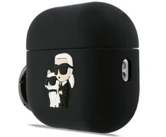 Karl Lagerfeld Silikoninis Karl &amp; Choupette Galvutės 3D dėklas skirtas AirPods Pro 3 - Juodas