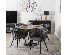 Fotelis Mebel Elite Minkšta kėdė, Glamour Velour ELENA Braided Pilkas, skirta poilsio kambariui valgomajame