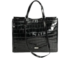 Elegant Leather Shopper Bag Solier FL63 Noirelle – Juodas
