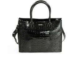 Elegant Women’s Leather Tote Bag Solier FL62 Silvana – Juodas