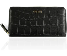 Solier Genuine leather woman s laptop bag FL25 juodas with snake pattern