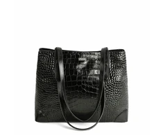 Large Leather Shopper Bag Solier FL56 Alen – Juodas