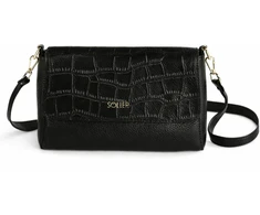 Leather Crossbody Bag with Double Strap Solier FL61 Livienne – Juodas