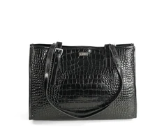 Leather Textured Shopper Shoulder Bag Solier FL55 Lune – Juodas