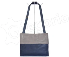 Moteriška odinė rankinė Pierre Cardin 1403, mėlyna/pilka, didelė, telpa A4