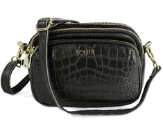 Women’s Leather Crossbody Bag Solier FL59 Amoria – Juodas