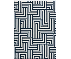 Kilimas geometrinio rašto smėlio ir tamsiai mėlynos spalvos WINK MAZE