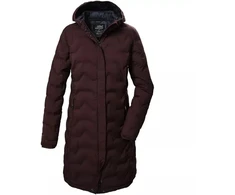 Killtec KOW 9 moteriška dygsniuota striukė su gobtuvu, neperšlampamas ilgas žieminis parkas, bordo spalvos (41806/447)