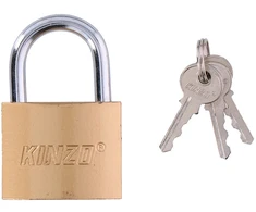 Kinzo – 50 mm žalvarinė spyna su trimis raktais
