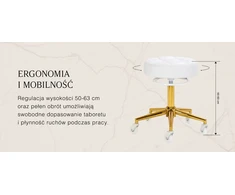 Kirpyklos taburetė Gabbiano D054G, balta su aukso spalvos pagrindu