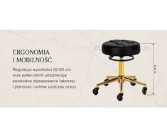 Kirpyklos taburetė Gabbiano D054G, juoda su aukso spalvos pagrindu