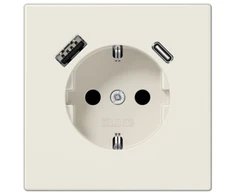 Kištukinis lizdas su A ir C tipo USB, dramblio kaulo sp.