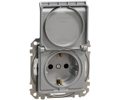 Kištukinis lizdas su įžeminimu ir dangteliu Schneider Electric Sedna Design SDD213024 (IP44, aliuminis)