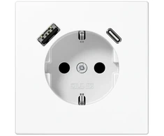 Kištukinis lizdas su USB+USB-C JUNG LS1520-15CAWW (baltas, 16A/250V)