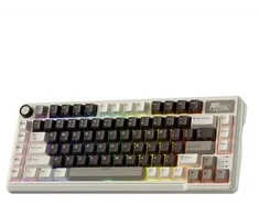 Royal Kludge L75 RGB Mocha Pilkas belaidė klaviatūra | 75%, Hot-swap, Kreminis switches, US