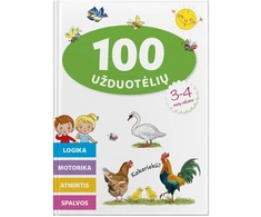 KNYGA 100 užduočių 3-4 metų vaikams. Logika, motorika, atmintis, spalvos.